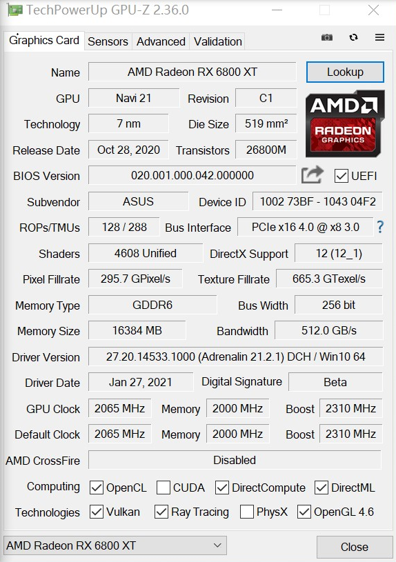 非公A卡迎来悍将！华硕TUF RX 6800 XT GAMING评测：稳超2590MHz